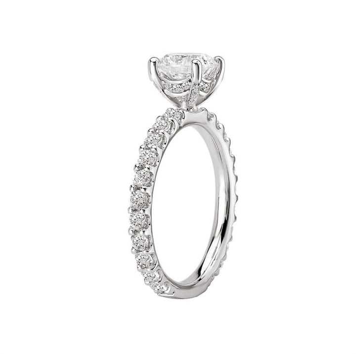 Solitare Accent Style Diamond Engagement Ring Sterling Silver White 
(Center Stone Not Included)