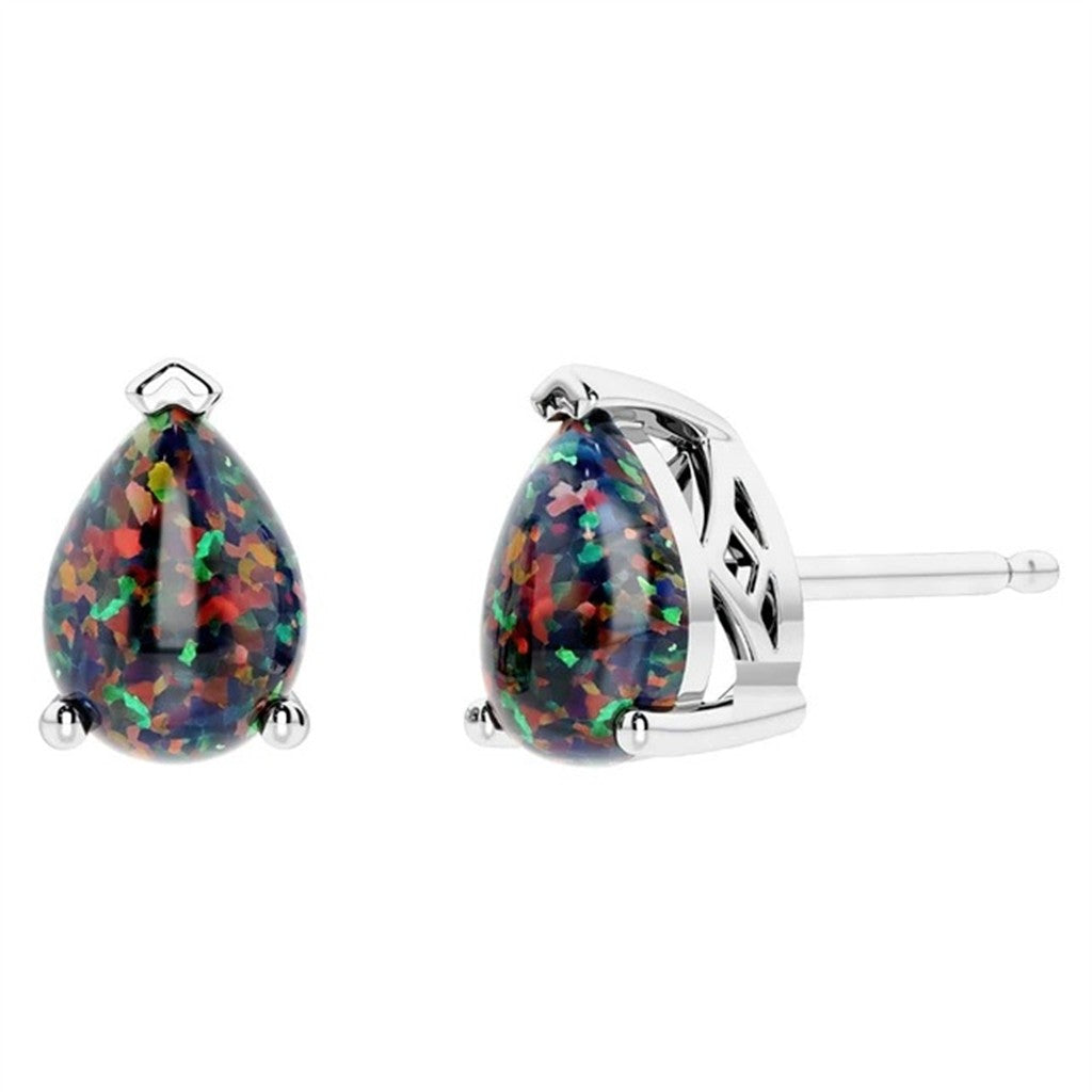 Sterling Silver Post Earrings With Colored Stone