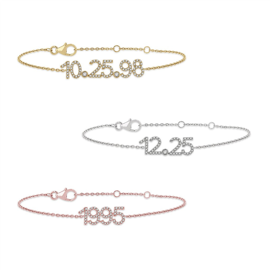 Cable Link Style 12.24 Diamond Bracelet 10 Karat Gold Yellow With Round Diamond 7" Long