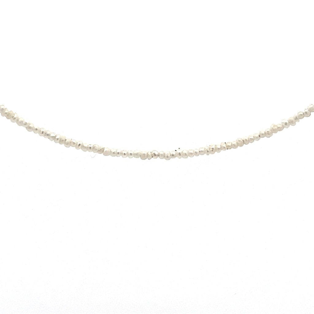 Single Strand Pearl Strand Necklace Strung on 14 Karat Gold 16" Long with White AKC Seed Akoya Pearl