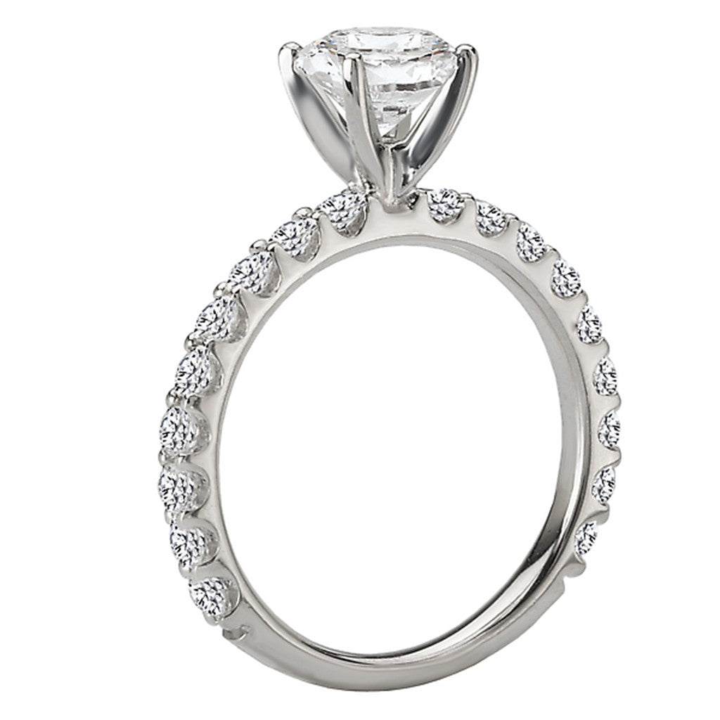 Solitare Accent Style Diamond Engagement Ring Sterling Silver White 
(Center Stone Not Included)
