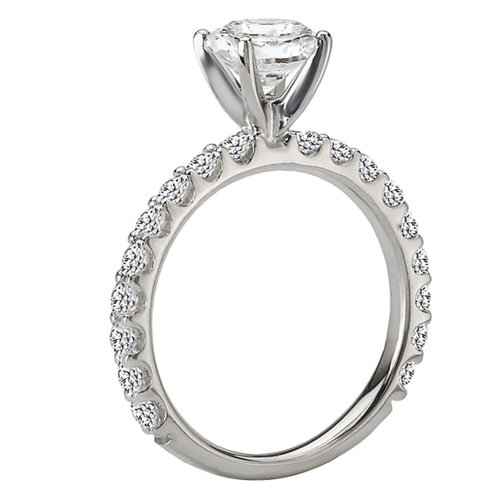 Solitare Accent Style Diamond Engagement Ring Sterling Silver White 
(Center Stone Not Included)