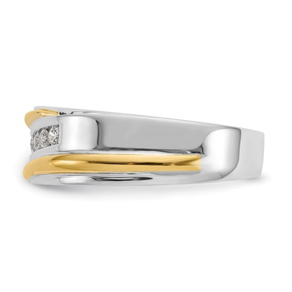 Channel Set Style Wedding Band Lab Diamond (Mens) 14 Karat Gold White & Yellow with Lab Diamonds size 10