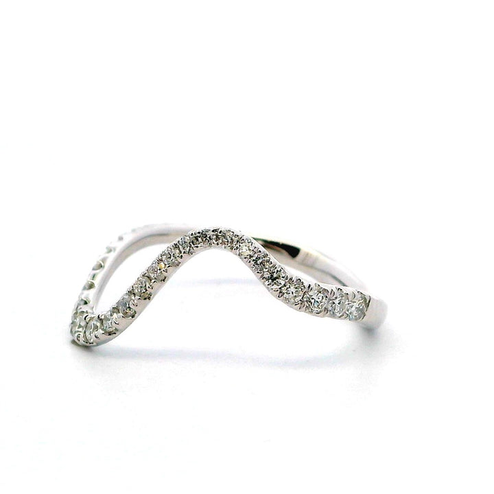 Wavy Channel Style Womens Wedding Band Lab Diamond 14 Karat Gold White with Lab Diamonds size 6.5