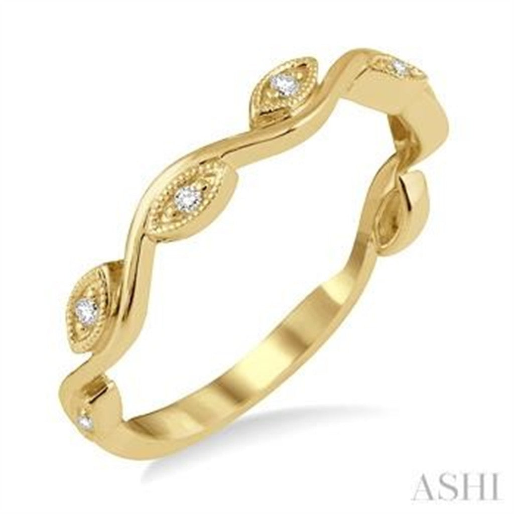 Stack-Able Style Fashion Ring 14 Karat Yellow with Diamonds size 6.5