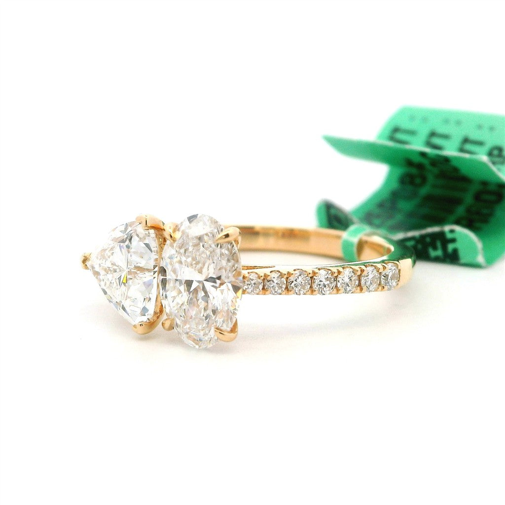 Lab Diamond Two Stone Lab Diamond Engagement Ring 14 Karat Yellow