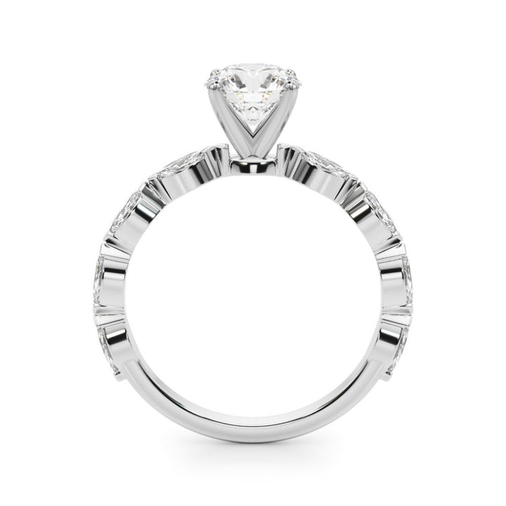 Contemporary Style Diamond Engagement Ring 14 Karat Gold White 
(Center Stone Not Included)