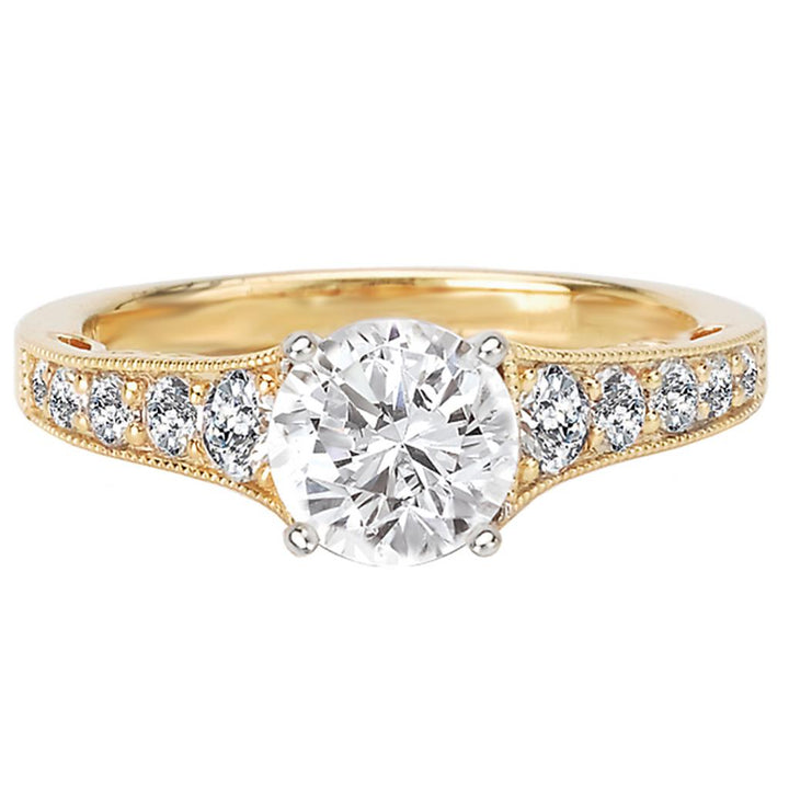 Solitare Accent Style Diamond Engagement Ring .925 White & Yellow 
(Center Stone Not Included)