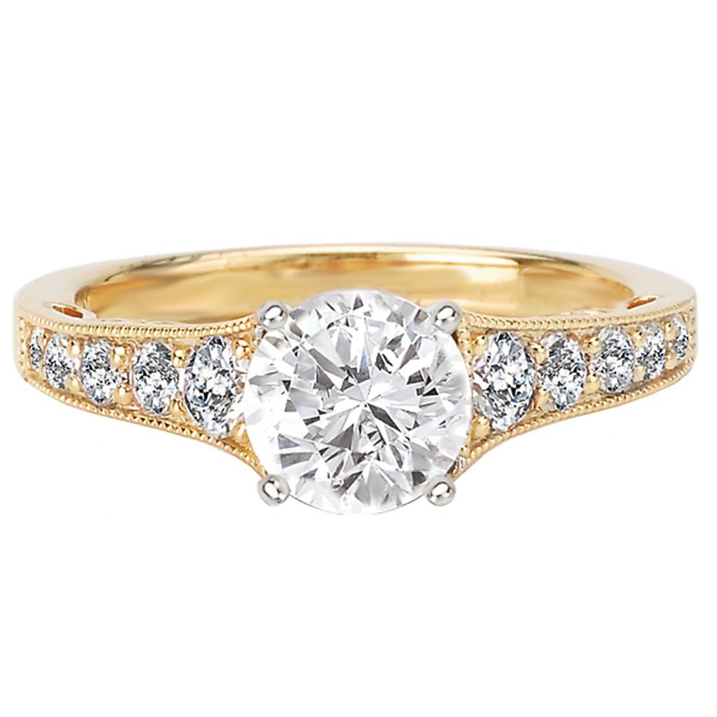 Solitare Accent Style Diamond Engagement Ring .925 White & Yellow 
(Center Stone Not Included)