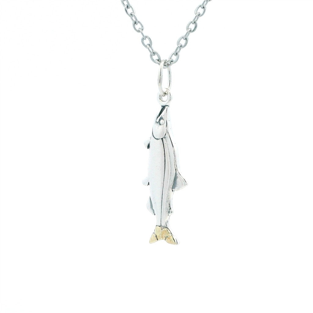 Drop Style Sea Life Pendant Sterling Silver & Alaskan Gold Nugget