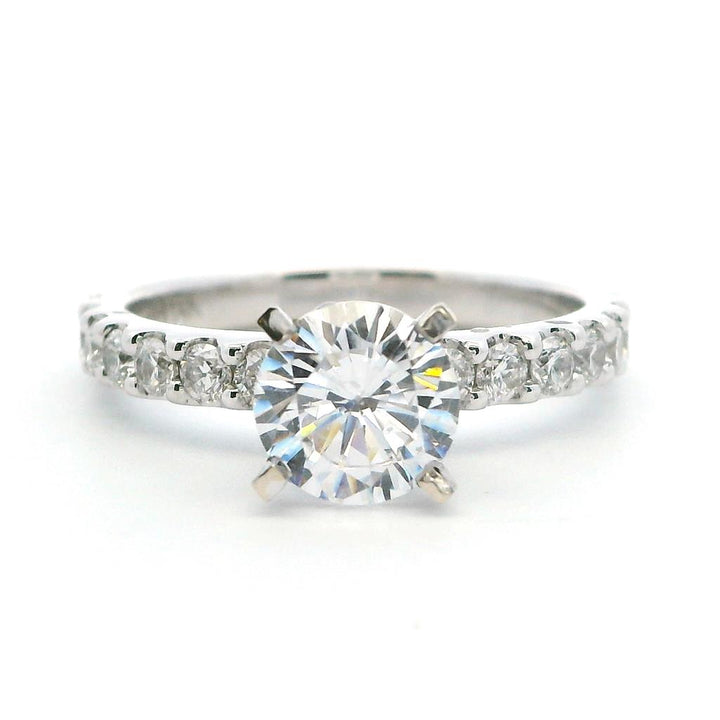 Solitare Accent Style Diamond Engagement Ring 14 Karat Gold White 
(Center Stone Not Included)