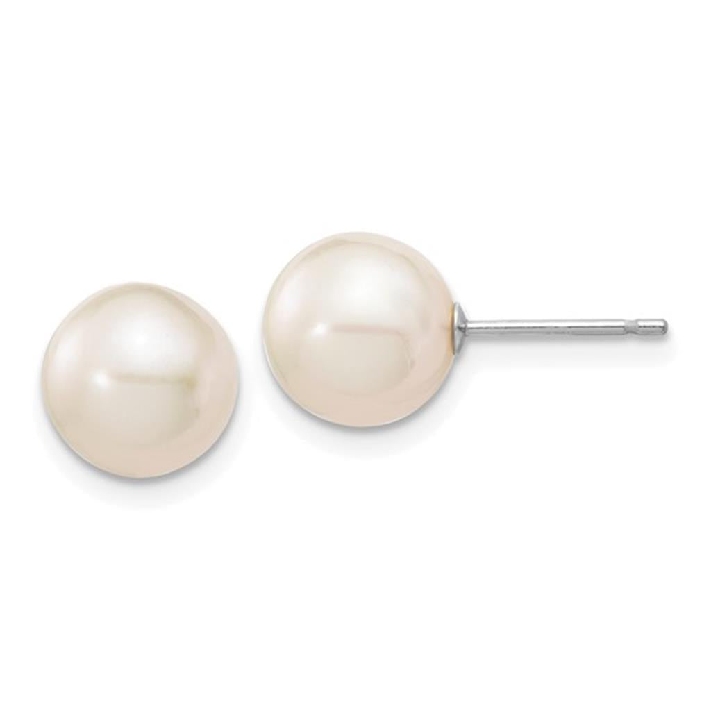 Single Pearl Stud Earring 14 KT White X 8mm Fresh Water Pearls