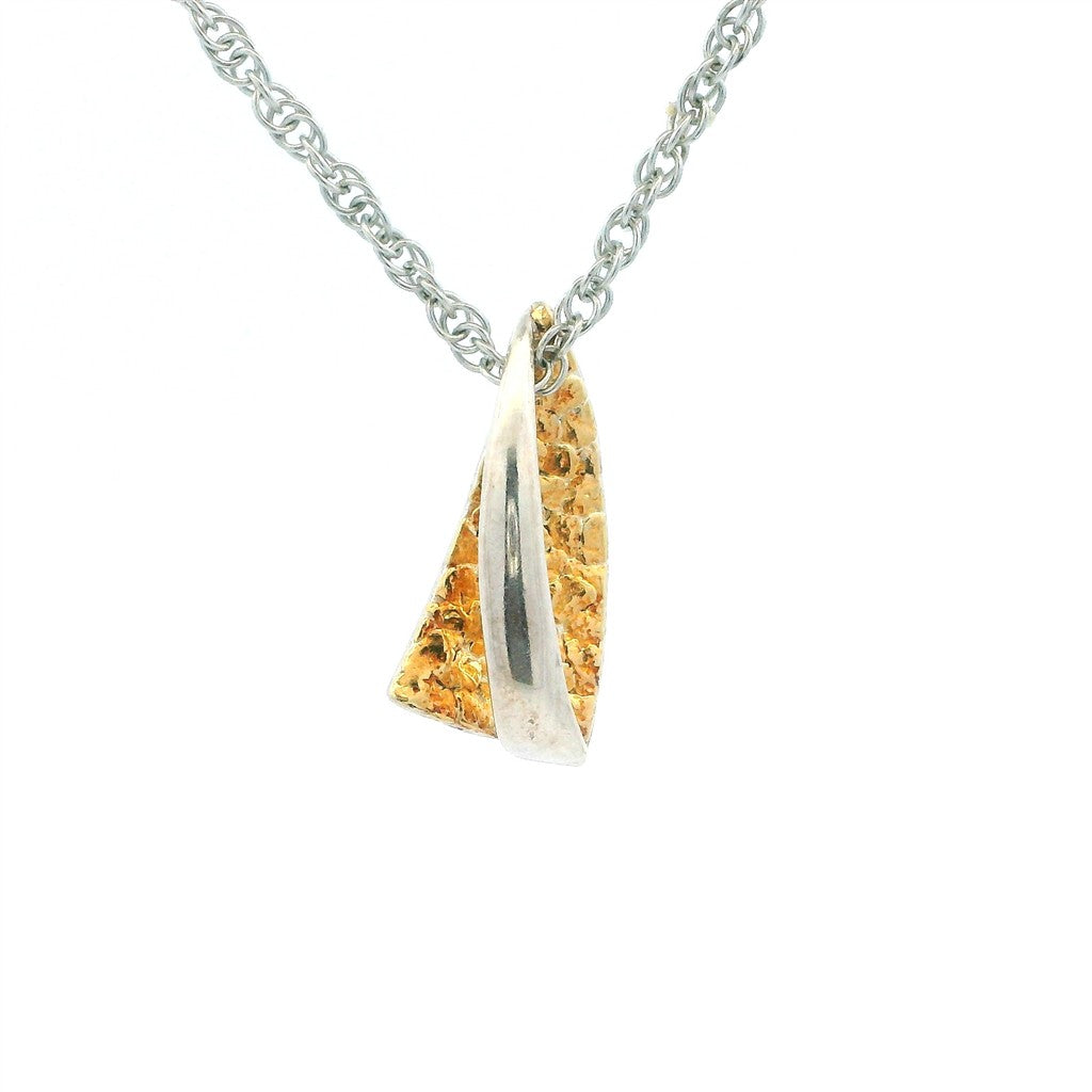 Drop Style Alaskana Pendant Sterling Silver & Alaskan Gold Nugget