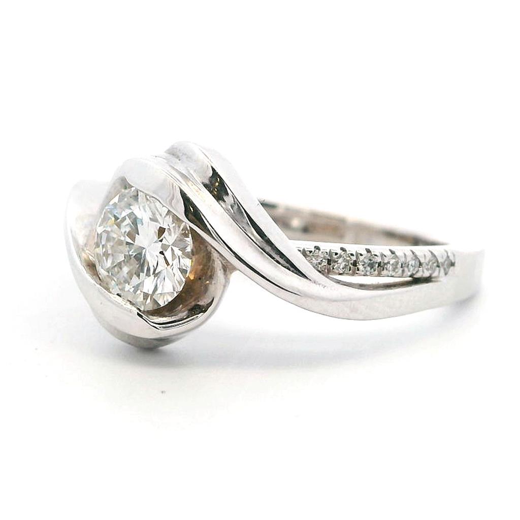 Bypass Style Lab Diamond Engagement Ring14 Karat Gold White