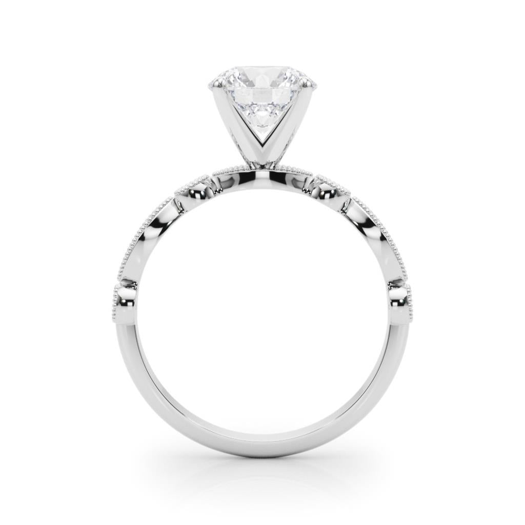 Contemporary Style Diamond Engagement Ring 14 Karat Gold White 
(Center Stone Not Included)