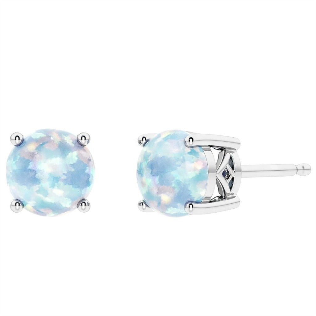 Sterling Silver Post Earrings With Colored Stone