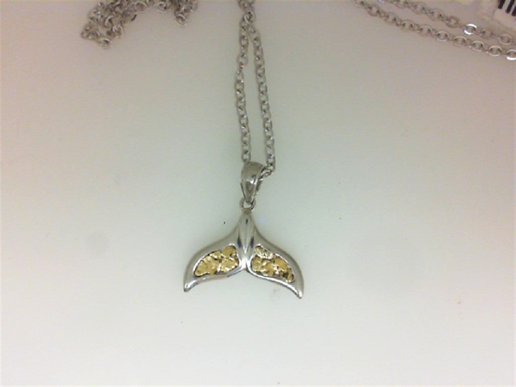 Free Form Style Whale Tail Pendant Sterling Silver