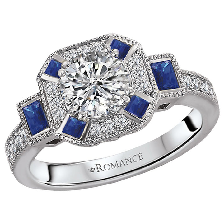 Halo Style Diamond Engagement Ring Sterling Silver White 
(Center Stone Not Included)