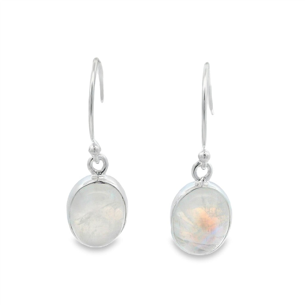 Moonstones Dangle Drops Sterling Silver Post Earrings With Colored Stone Sterling Silver Silver
