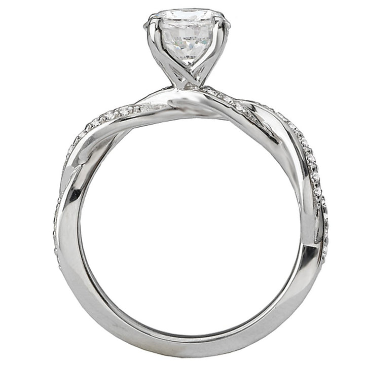 Solitare Accent Style Diamond Engagement Ring Sterling Silver White 
(Center Stone Not Included)