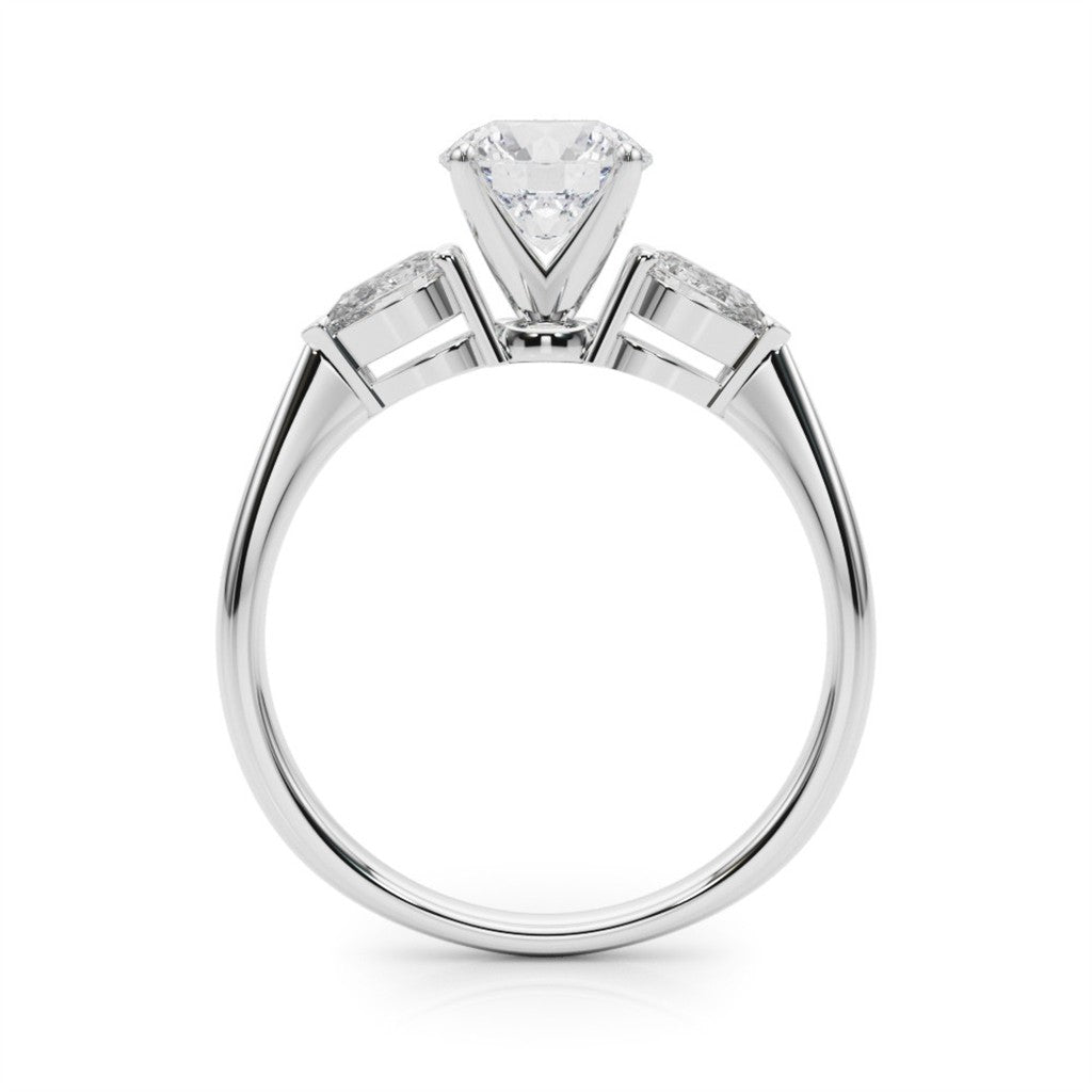 Three Stone Style Diamond Engagement Ring 14 Karat Gold Yellow 
(Center Stone Not Included)
