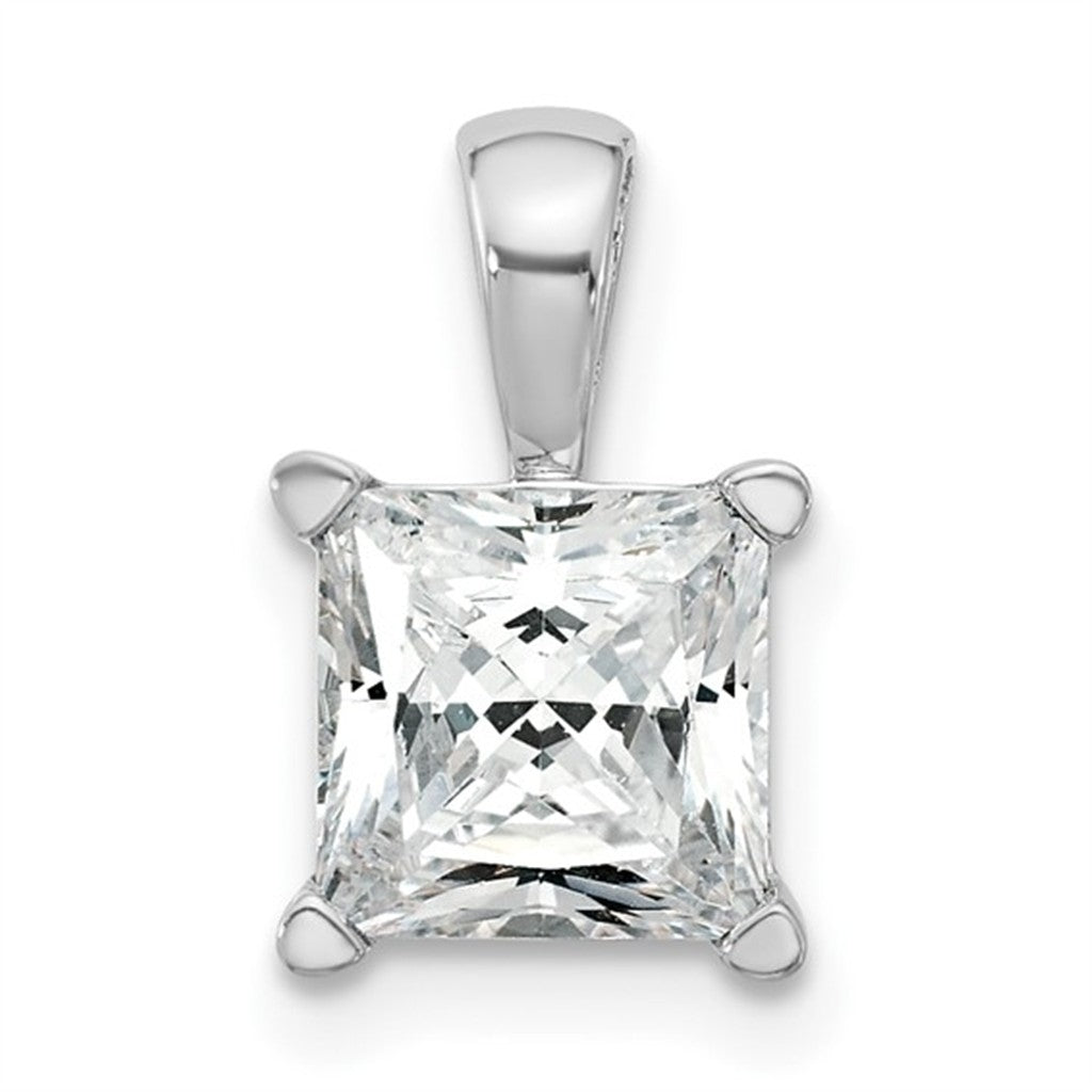 Drop Pendant Diamond Lab Grown 14 Karat White with Princess F/G Lab Diamond