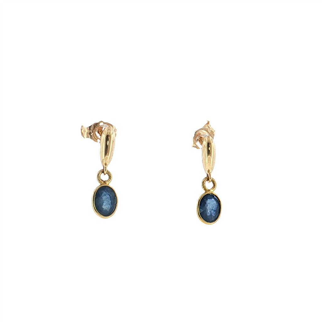 Earrings Dangles Gold Or Platinum Colored Stone Huggie Hoop 10 Karat Yellow With Sapphires