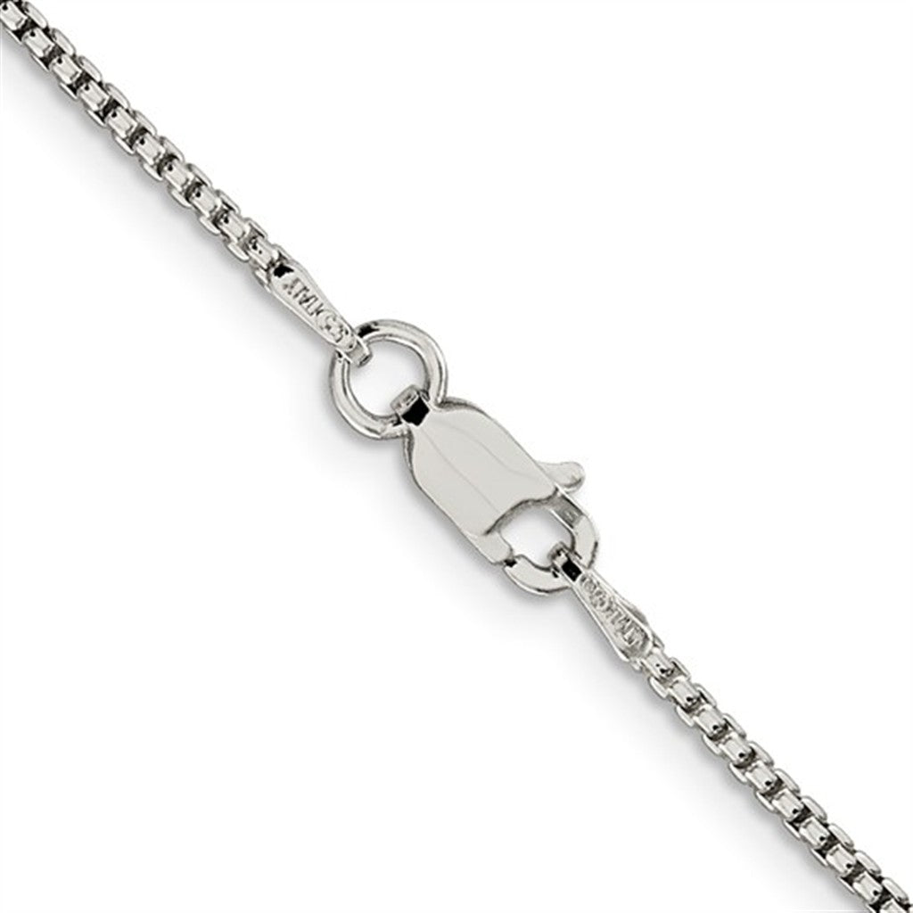 White Sterling Silver 1.5 MM Box Chain 16" Long