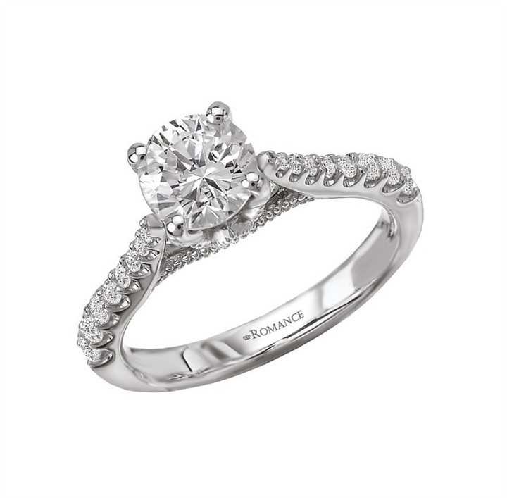 Solitare Accent Style Diamond Engagement Ring Sterling Silver White 
(Center Stone Not Included)