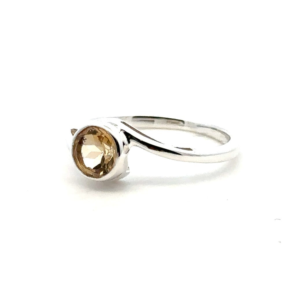 Solitare Style Rings Silver with Stones Sterling Silver White with Citrine size 8
