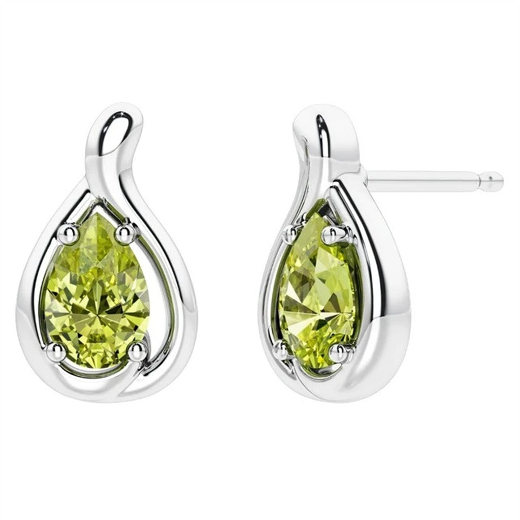 Sterling Silver Post Earrings With Colored Stone