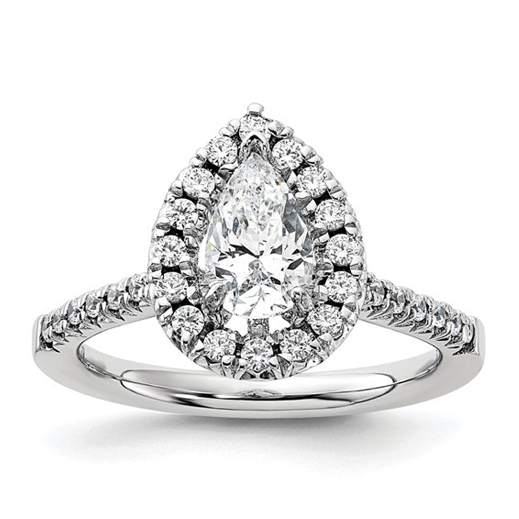 Lab Diamond Halo Lab Diamond Engagent Ring 14 Karat White 0.98 Carat Total Weight
