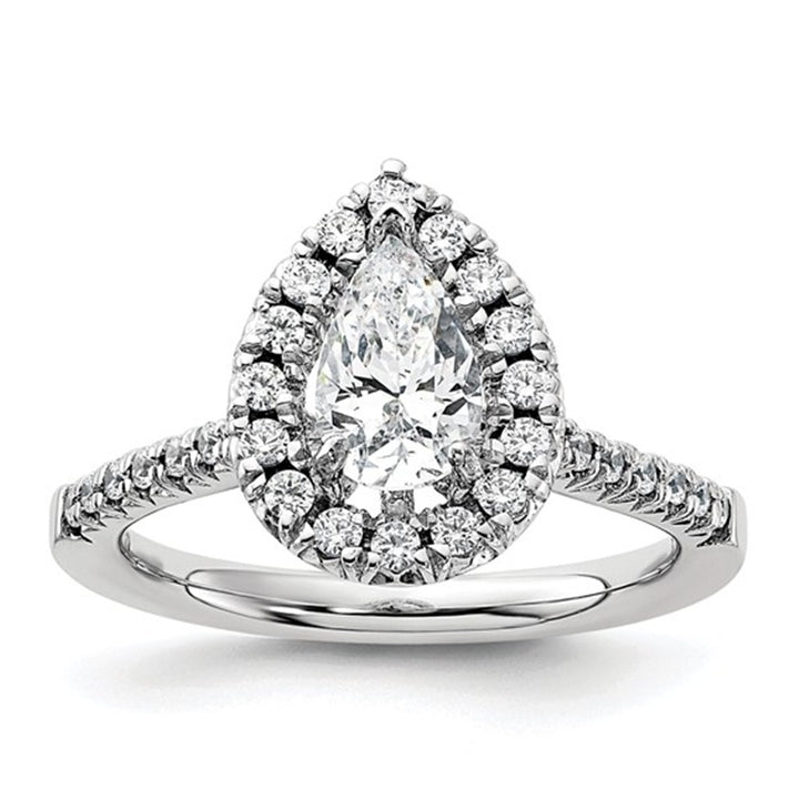 Lab Diamond Halo Lab Diamond Engagent Ring 14 Karat White 0.98 Carat Total Weight
