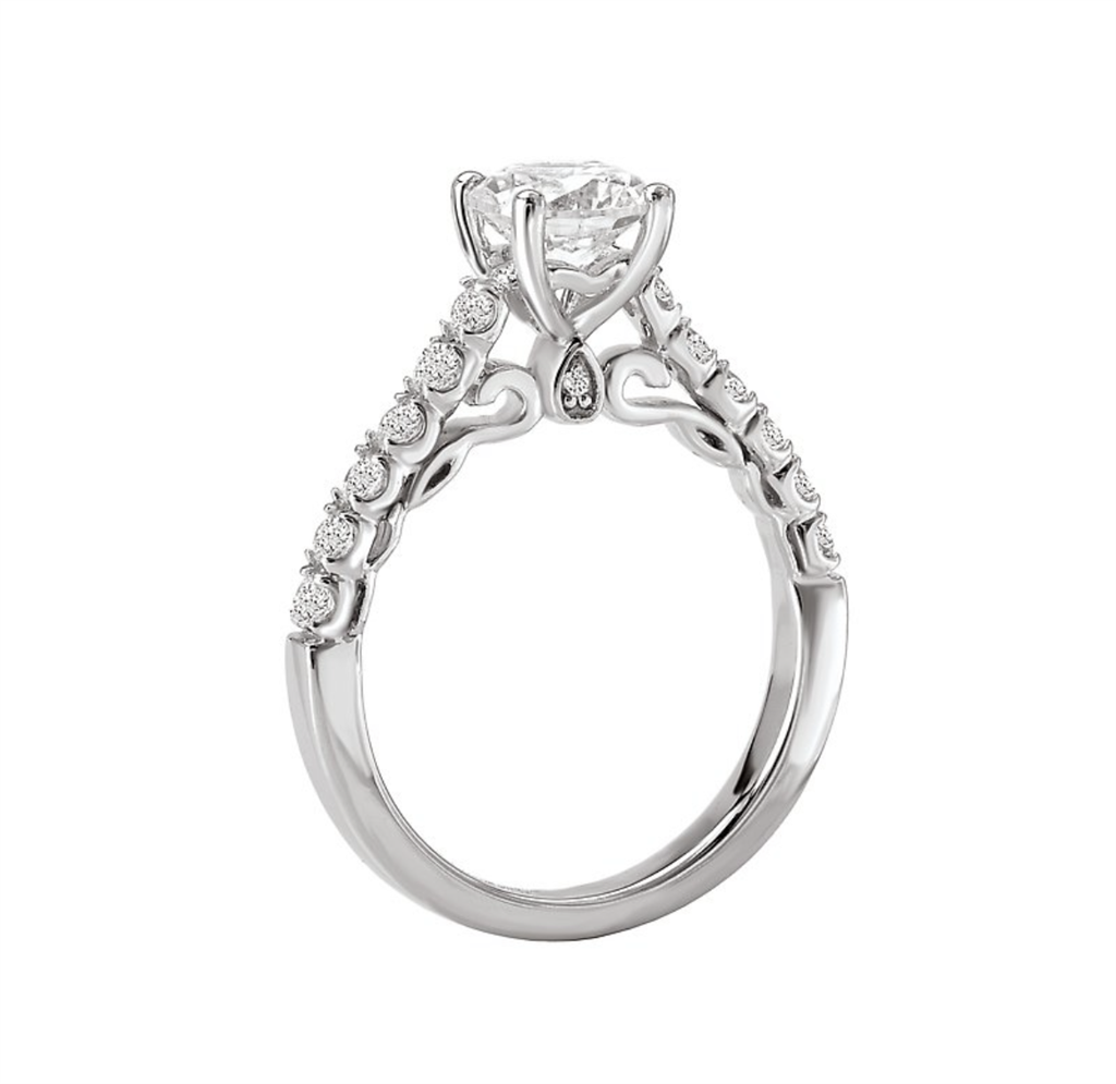 Solitare Accent Style Diamond Engagement Ring Sterling Silver White 
(Center Stone Not Included)