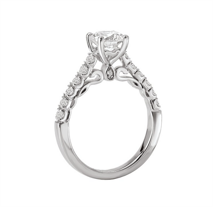 Solitare Accent Style Diamond Engagement Ring Sterling Silver White 
(Center Stone Not Included)