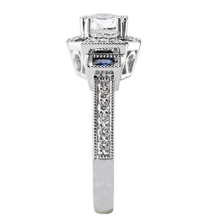 Halo Style Diamond Engagement Ring Sterling Silver White 
(Center Stone Not Included)