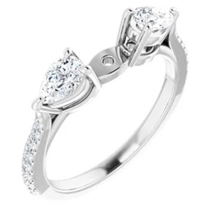 Three Stone Style Diamond Engagement Ring Alloy White 
(Center Stone Not Included)