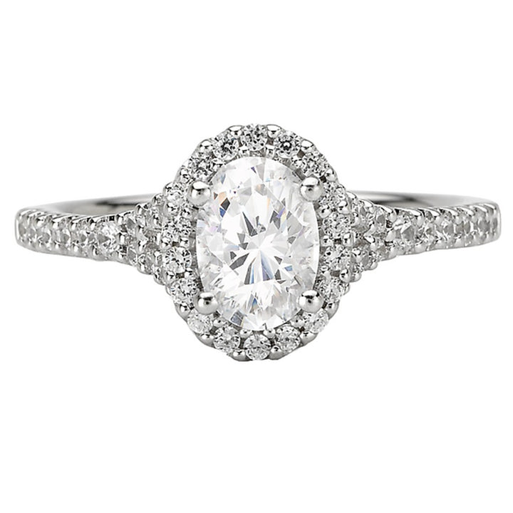 Halo Style Diamond Engagement Ring Sterling Silver White 
(Center Stone Not Included)