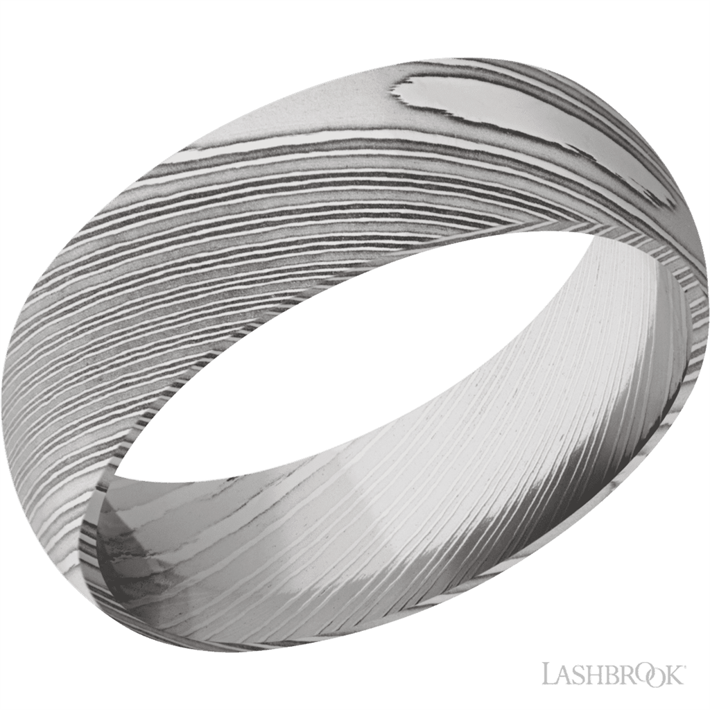 Black Damascus Steel Alternative Metal Ring 7mm wide Size 10