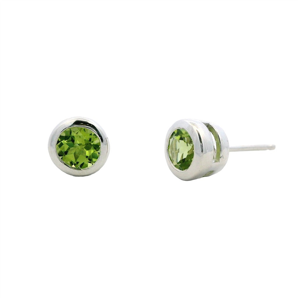 Sterling Silver Post Earrings With Colored Stone