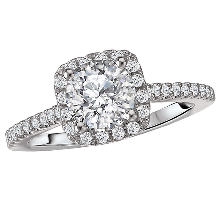 Halo Style Diamond Engagement Ring Sterling Silver White 
(Center Stone Not Included)