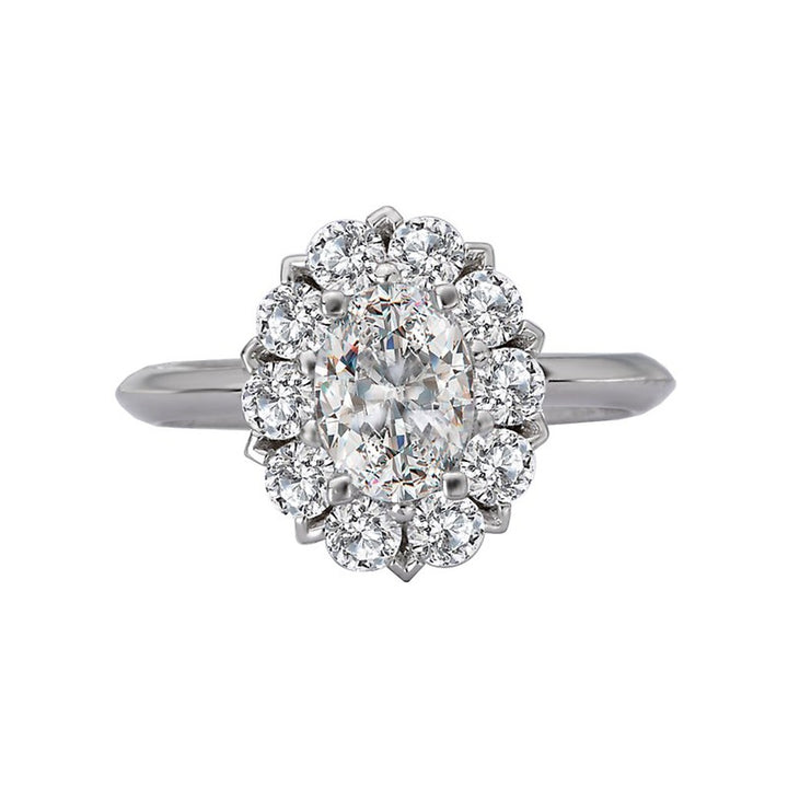 Halo Style Diamond Engagement Ring Sterling Silver White 
(Center Stone Not Included)