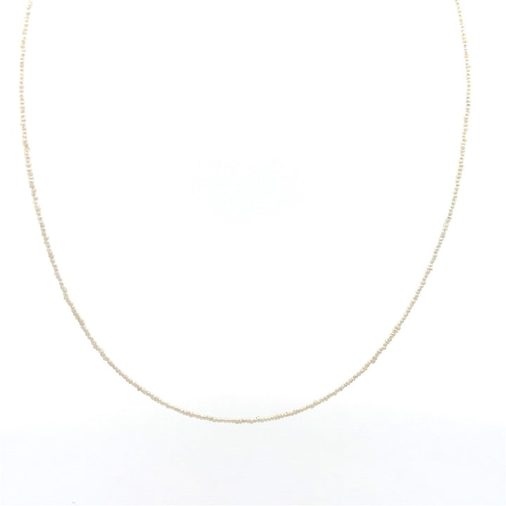 Single Strand Pearl Strand Necklace Strung on 14 Karat Gold 18" Long with White AKC Seed Akoya Pearl