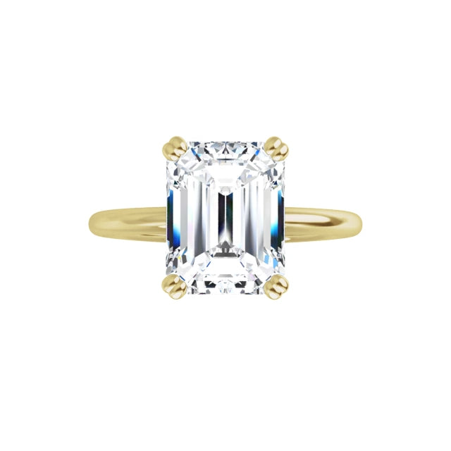 2.5CT Emerald Cut Diamond Solitaire 14KT Gold Ring (Center Stone Not Included)